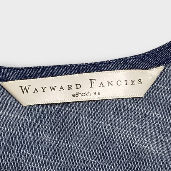 Wayward Fancies Blue Chambray Floral Embroidered Maxi Dress Sz 8-M Grandma - Picture 6 of 14